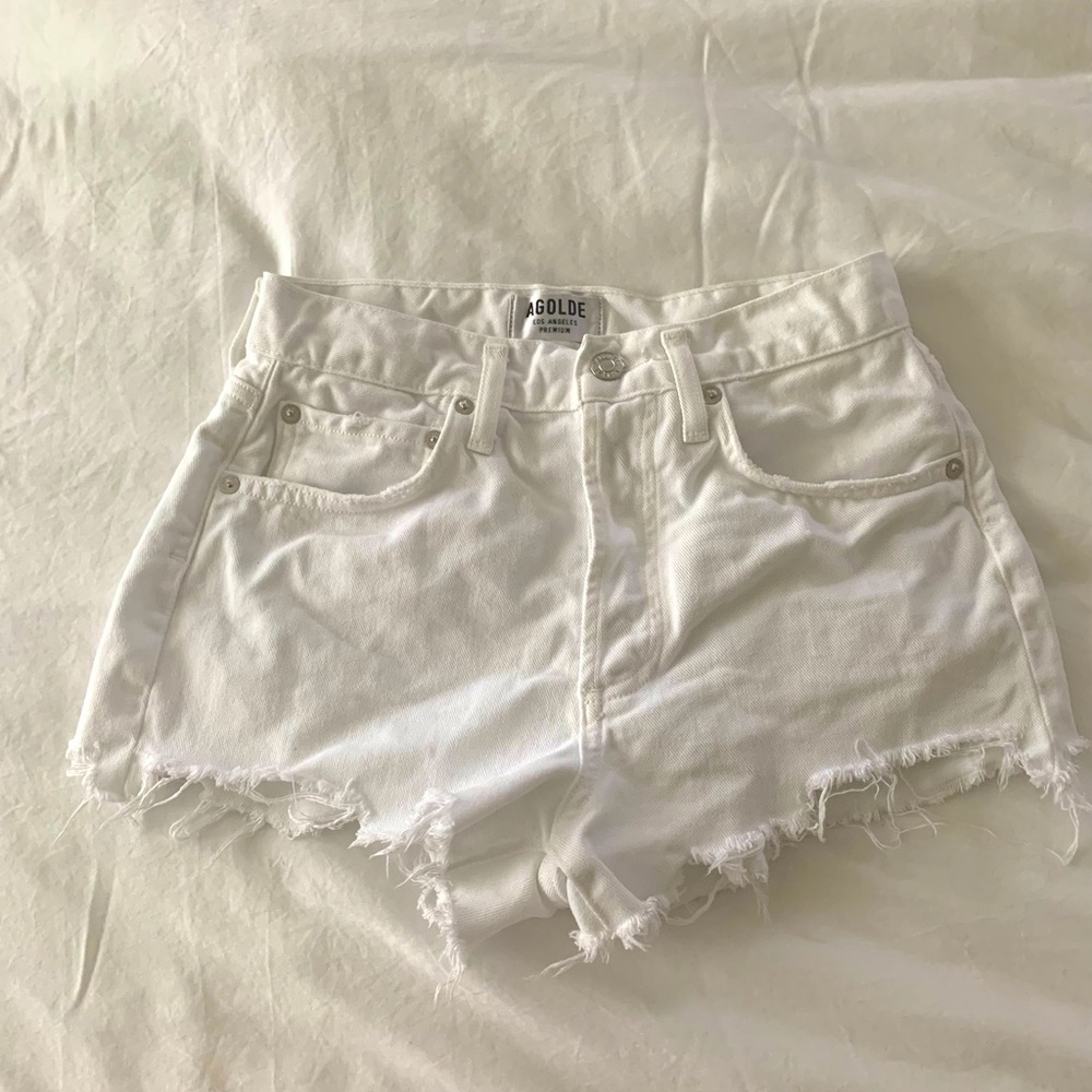 AGOLDE White Denim Cutoff Shorts
